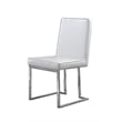 Simplistic White Faux Leather Side Chairs with Silver Chrome Base (Set of 2)