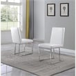 Simplistic White Faux Leather Side Chairs with Silver Chrome Base (Set of 2)