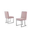Simplistic Pink Velvet Side Chairs with Silver Chrome Base (Set of 2)