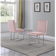 Simplistic Pink Velvet Side Chairs with Silver Chrome Base (Set of 2)