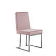 Simplistic Pink Velvet Side Chairs with Silver Chrome Base (Set of 2)