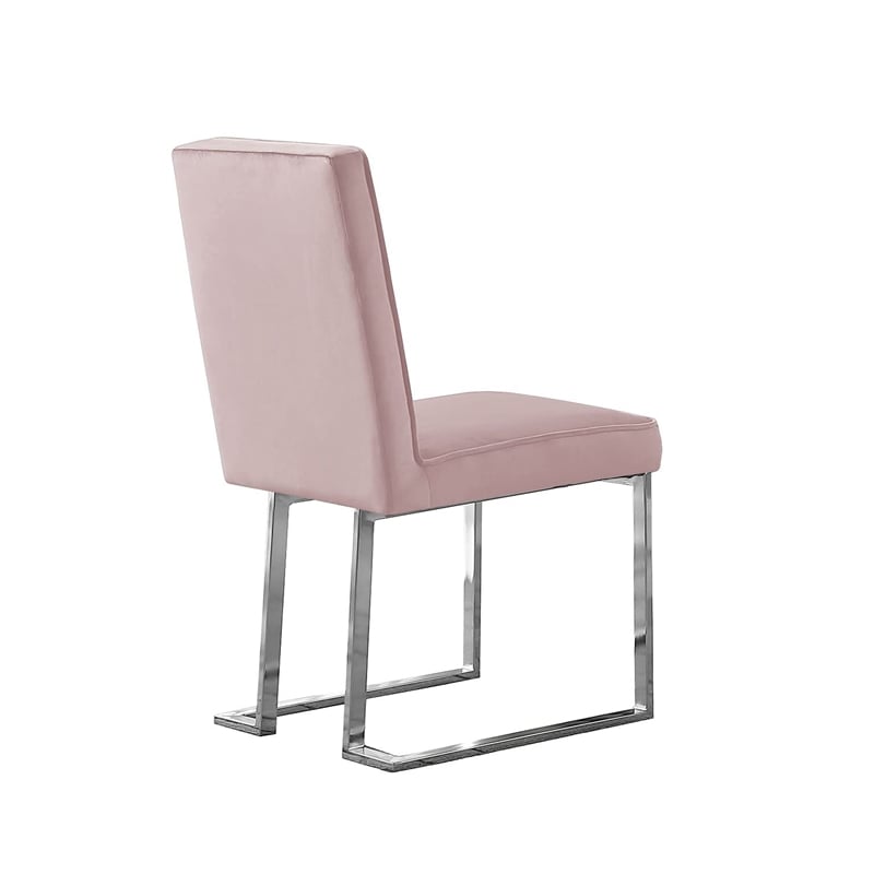 Simplistic Pink Velvet Side Chairs with Silver Chrome Base (Set of 2)