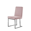 Simplistic Pink Velvet Side Chairs with Silver Chrome Base (Set of 2)