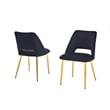 Contemporary Black Velvet Side Chairs with Gold Chrome Base (Set of 2)