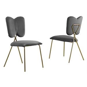 best quality furniture winged side chairs with velvet and gold chrome base (set of 4)