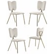 Winged Side Chairs with Cream Velvet and Gold Chrome Base (Set of 4)