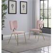 Winged Side Chairs with Pink Velvet and Gold Chrome Base (Set of 4)