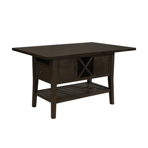 Cappuccino Wood Counterheight Dining Table with Storage Compartments