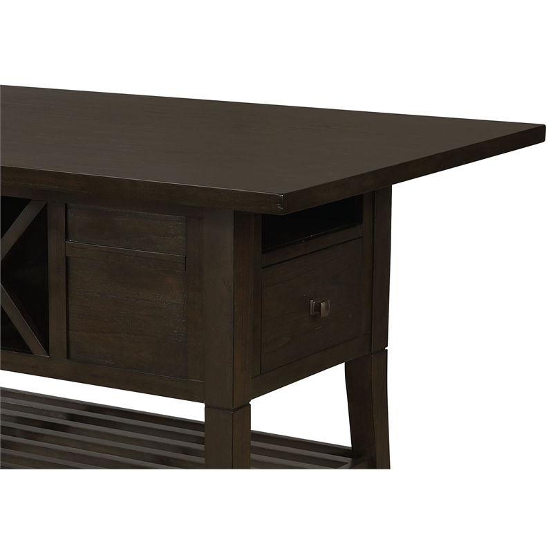 Cappuccino Wood Counterheight Dining Table with Storage Compartments