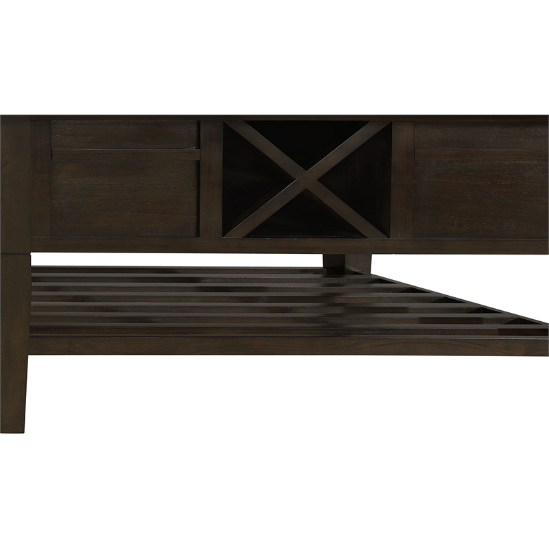 Cappuccino Wood Counterheight Dining Table with Storage Compartments