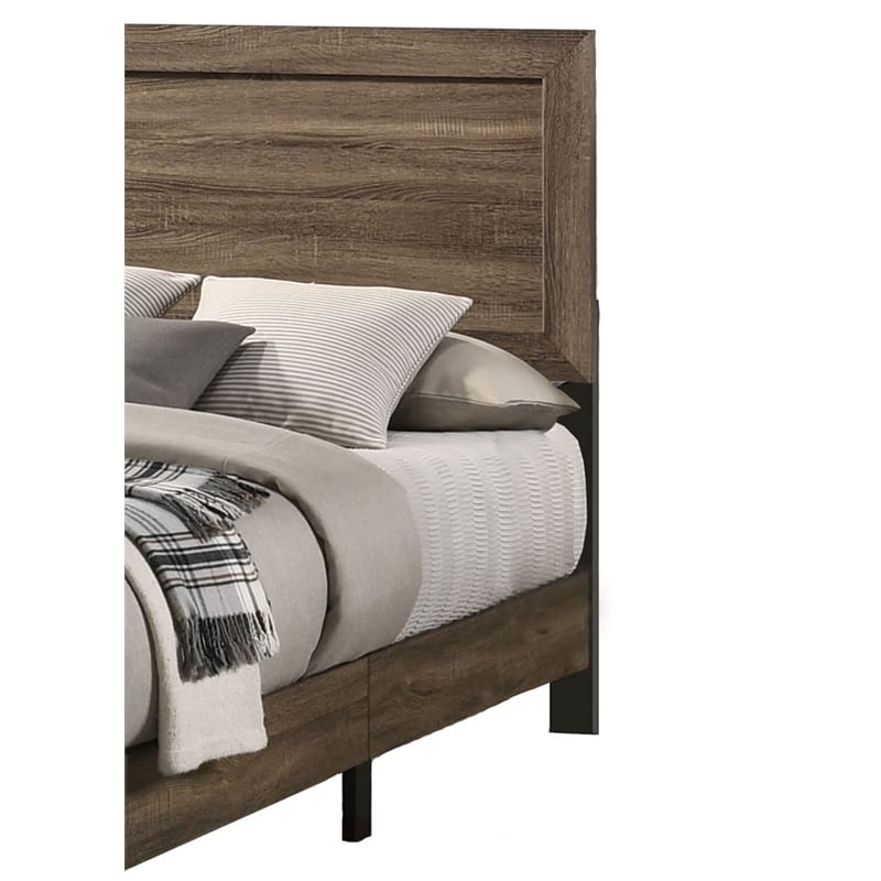 Dark Walnut Wood Panel Bed in Eastern King (King) Size
