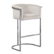 Cream Velvet Counterheight Chair (Single) with Silver Metal Chrome Base