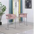 Pink Velvet Counterheight Chair (Single) with Silver Metal Chrome Base