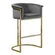Dark Gray Velvet Barstool Chair (Single) with Gold Metal Chrome Base