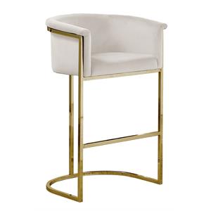 cream velvet barstool chair (single) with gold metal chrome base