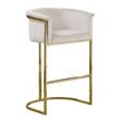 Cream Velvet Barstool Chair (Single) with Gold Metal Chrome Base