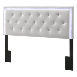 white faux leather headboard with led lights (fits queen and full)