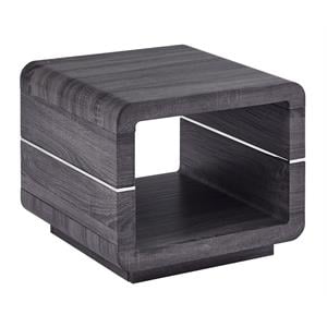 Contemporary Wood End Table with Gray Walnut Paper Wrap