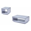 Contemporary 2pc Wood Coffee Table Set in Glossy Light Gray