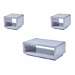Contemporary 3pc Wood Coffee Table Set in Glossy Light Gray