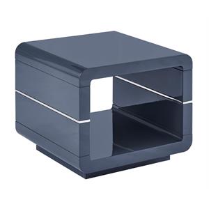 Contemporary Wood End Table with Glossy Gray Lacquer Finish