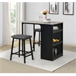 3 Piece Counter Height Faux Marble Dinette Set with Black Iron Metal Frame