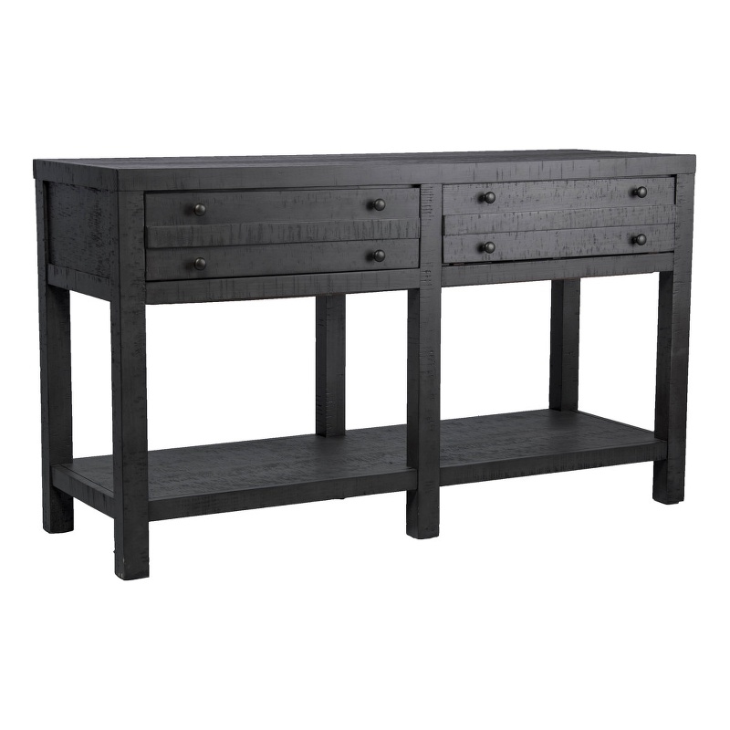 Traditional Rustic Gray Wood Console Table with Storage Drawers