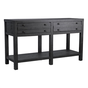 rustic gray wood console table with storage drawers