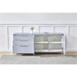 Glossy Light Gray Storage Cabinet with 5 Compartments and Stainless Steel