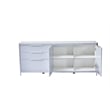 Glossy Light Gray Storage Cabinet with 5 Compartments and Stainless Steel