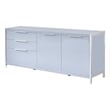 Glossy Light Gray Storage Cabinet with 5 Compartments and Stainless Steel