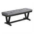 Weathered Gray Wood Dining Bench with Gray Fabric