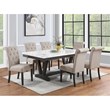Weathered Gray Wood 7pc Dining Set with Beige Chairs