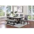 Weathered Gray Wood 6pc Dining Set with Gray Chairs
