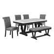 Weathered Gray Wood 6pc Dining Set with Gray Chairs