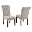 Weathered Gray Wood 6pc Dining Set with Beige Chairs