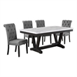 Weathered Gray Wood 5pc Dining Set with Gray Chairs