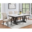 Weathered Gray Wood 5pc Dining Set with Beige Chairs