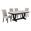 Weathered Gray Wood 5pc Dining Set with Beige Chairs