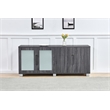 Walnut Wrapped 4 Door Wood Cabinet Server with Frosted Glass Doors