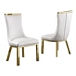 Faux Leather Upholstered Dining Chairs in White with Gold Stainless Steel