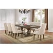 Large Walnut Wood Dining Bench Upholstered with Beige Linen Fabric