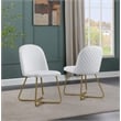 Quilted Back Side Chairs Set of 2 in White Faux Leather and Gold Base
