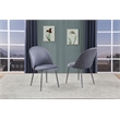 Quilted Back Side Chairs Set of 2 in Dark Gray Velvet and Gray Painted Legs