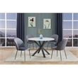 Quilted Back Side Chairs Set of 2 in Dark Gray Velvet and Gray Painted Legs