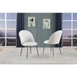 Quilted Back Side Chairs Set of 2 in Beige Velvet and Gray Painted Legs