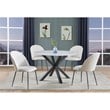 Quilted Back Side Chairs Set of 2 in Beige Velvet and Gray Painted Legs