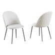 Quilted Back Side Chairs Set of 2 in Beige Velvet and Gray Painted Legs