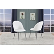 Quilted Back Side Chairs Set of 2 in White Faux Leather and Gray Painted Legs