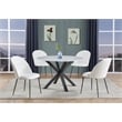 Quilted Back Side Chairs Set of 2 in White Faux Leather and Gray Painted Legs